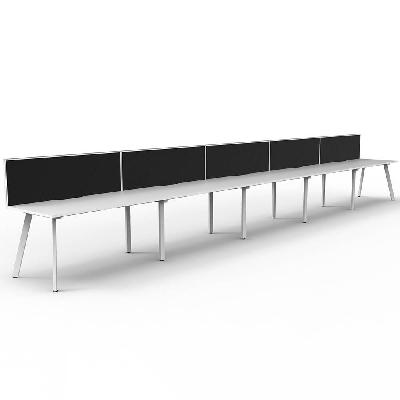 eternity workstation 5 person 1500 x 750mm with screen natural white / white satin 