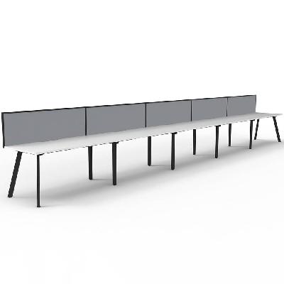 eternity workstation 5 person 1800 x 750mm with screen natural white / black 