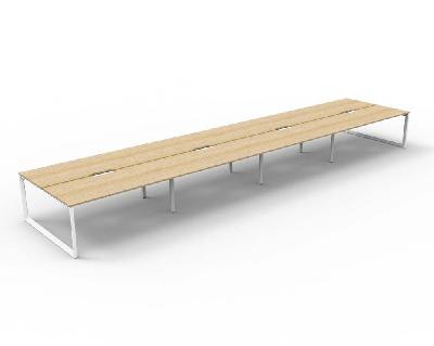 infinity deluxe 8 person loop leg double sided workstation 1200 x 750 x 730mm natural oak scallop top / white frame 