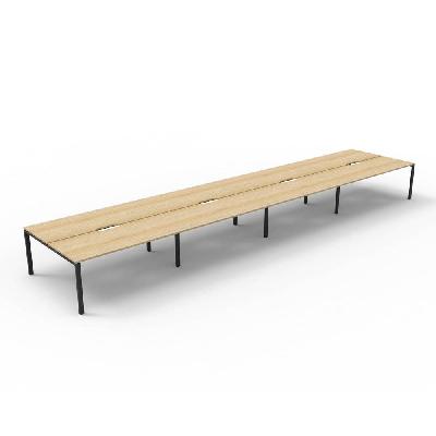 infinity deluxe 8 person profile leg double sided workstation 1200 x 750 x 730mm natural oak top / black frame 