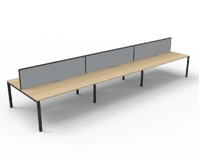 infinity deluxe 6 person profile leg double sided workstation 1200 x 750 x 730mm grey screen / natural oak top / black frame 