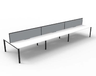 infinity deluxe 6 person profile leg double sided workstation 1500 x 750 x 730mm grey screen / natural white top / black frame 