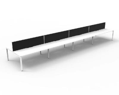 infinity deluxe 8 person profile leg double sided workstation 1200 x 750 x 730mm black screen / natural white top / white frame 