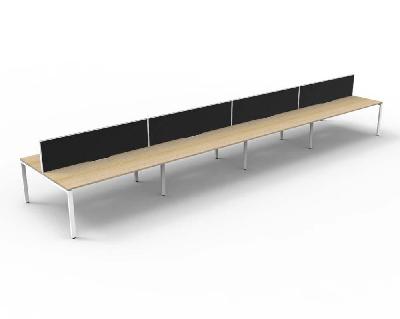 infinity deluxe 8 person profile leg double sided workstation 1800 x 750 x 730mm black screen / natural oak top / white frame 