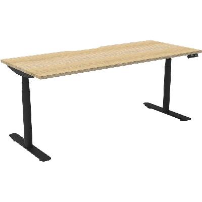 halo plus single sided workstation 1800mm natural oak top / black frame 