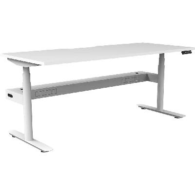halo plus single sided workstation with cable tray 1200mm natural white top / white frame 
