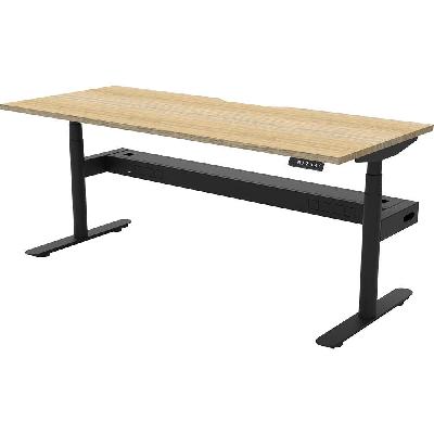 halo plus single sided workstation with cable tray 1800mm natural oak top / black frame 