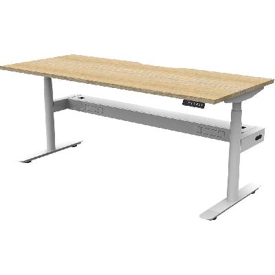 halo plus single sided workstation with cable tray 1800mm natural oak top / white frame 