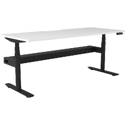 halo plus single sided workstation with cable tray 1800mm natural white top / black frame 