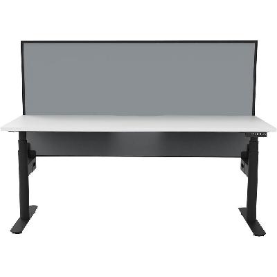 halo plus single sided workstation with screen 1500mm natural white top / black frame / grey screen 