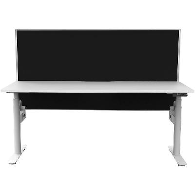 halo plus single sided workstation with screen 1500mm natural white top / white frame / black screen 