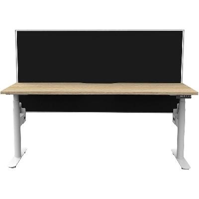 halo plus single sided workstation with screen 1800mm natural oak top / white frame / black screen 