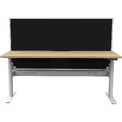 halo plus single sided workstation with screen and cable tray 1800mm natural oak top / white frame / black screen 