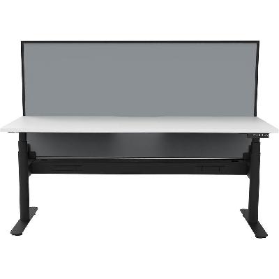 halo plus single sided workstation with screen and cable tray 1800mm natural white top / black frame / grey screen 