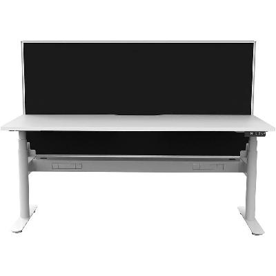halo plus single sided workstation with screen and cable tray 1800mm natural white top / white frame / black screen 