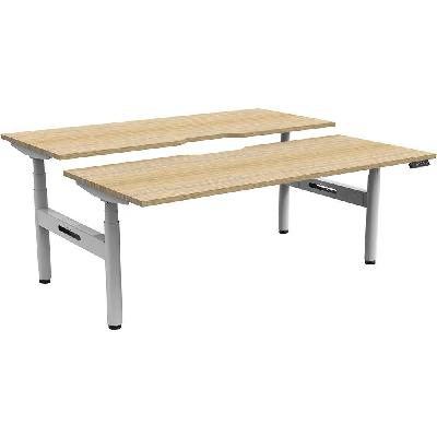 halo plus double sided workstation 1200mm natural oak top / white frame 