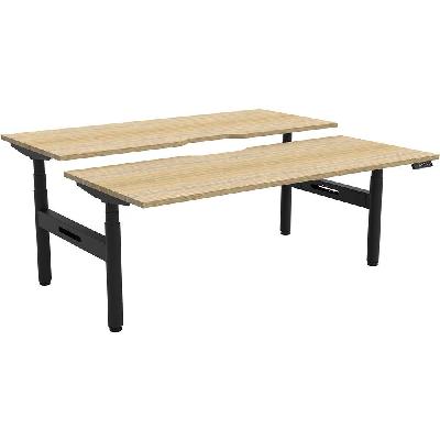 halo plus double sided workstation 1500mm natural oak top / black frame 