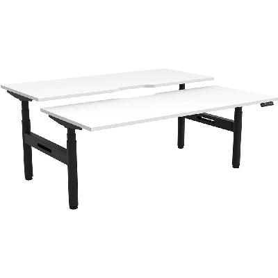 halo plus double sided workstation 1800mm natural white top / black frame 