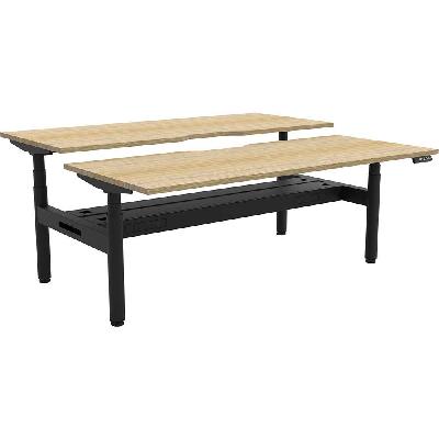 halo plus double sided workstation with cable tray 1200mm natural oak top / black frame 