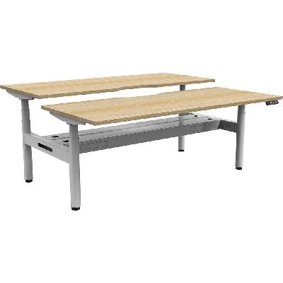 halo plus double sided workstation with cable tray 1200mm natural oak top / white frame 
