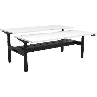 halo plus double sided workstation with cable tray 1200mm natural white top / black frame 