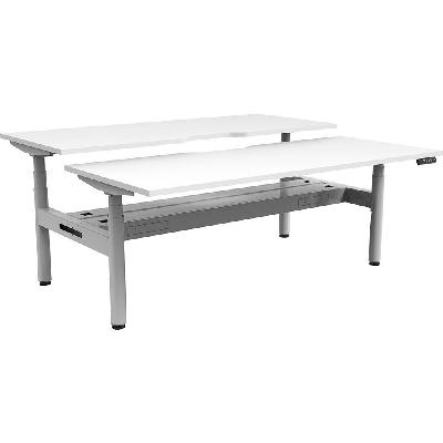 halo plus double sided workstation with cable tray 1800mm natural white top / white frame 
