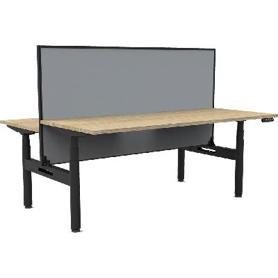 halo plus double sided workstation with screen 1500mm natural oak top / black frame / grey screen 
