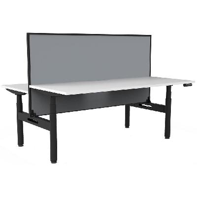 halo plus double sided workstation with screen 1500mm natural white top / black frame / grey screen 