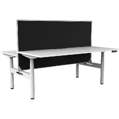 halo plus double sided workstation with screen 1500mm natural white top / white frame / black screen 