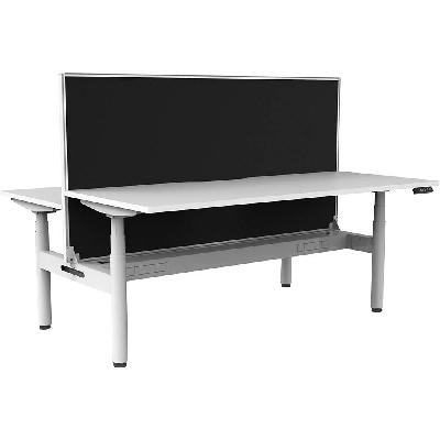 halo plus double sided workstation with screen and cable tray 1500mm natural white top / white frame / black screen 