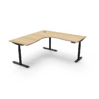 rapidline halo plus corner workstation 1500 x 1500mm natural oak top / black frame 