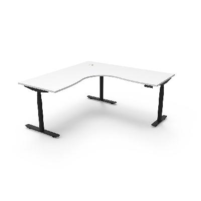 halo plus corner workstation 1800 x 1500mm natural white top / black frame 