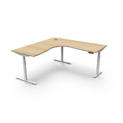 halo plus corner workstation 1800 x 1800mm natural oak top / white frame 