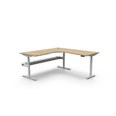 halo plus corner workstation with cable tray 1500 x 1500mm natural oak top / white frame 