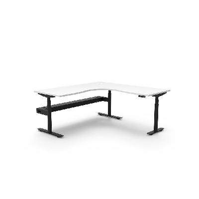 halo plus corner workstation with cable tray 1500 x 1500mm natural white top / black frame 