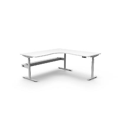 halo plus corner workstation with cable tray 1500 x 1500mm natural white top / white frame 