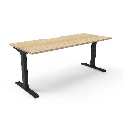 boost static single sided workstation 1500mm natural oak top / black frame 