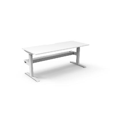 boost static single sided workstation with cable tray 1500mm natural white top / white frame 