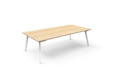 eternity meeting & boardroom table rectangle - 2400mm w x 1200mm d, natural oak top & white satin base 