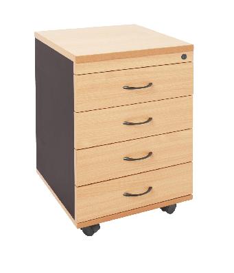 rapid worker mobile pedestal 4-drawer lockable 690 x 465 x 447mm beech/ironstone 