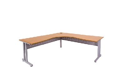 rapid span c-leg corner workstation - 1800mm w x 1200mm w x 700mm d, beech top & precious silver base