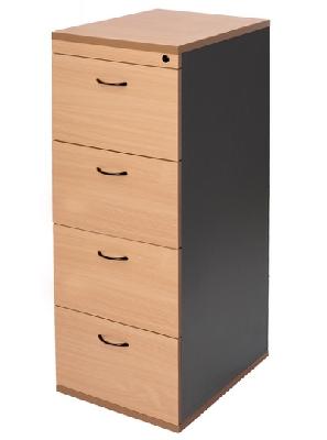 rapid worker filing cabinet 4 drawer 465 x 600 x 1300mm beech/ironstone 