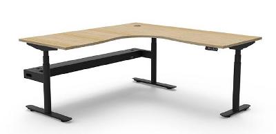 rapidline halo plus corner workstation with cable tray 1800 x 1800mm natural oak top / black frame 