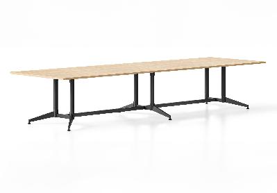 typhoon boardroom meeting table 3200 x 1200 x 750mm natural oak top - black frame 