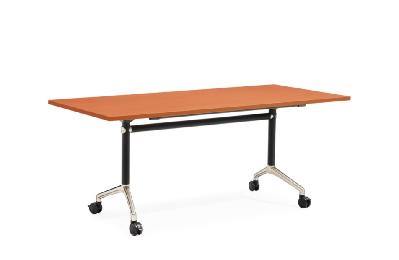 typhoon flip top table 1800 x 750 x 750mm cherry top - black and polished aluminium frame