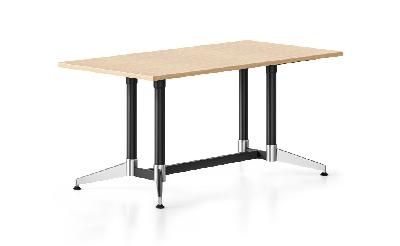 typhoon meeting table 1500 x 750 x 750mm natural oak top - black and polished aluminium frame 