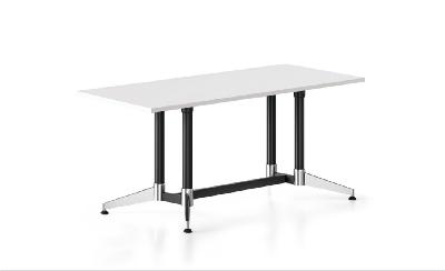 typhoon meeting table 1500 x 750 x 750mm natural white top - black and polished aluminium frame 