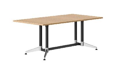 typhoon meeting table 1800 x 750 x 750mm natural oak top - black and polished aluminium frame 