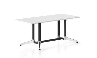 typhoon meeting table 1800 x 750 x 750mm natrual white top - black and polished aluminium frame 