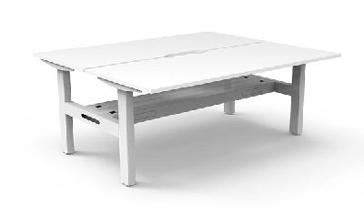 boost static double sided workstation with cable tray 1500mm natural white top / white frame 